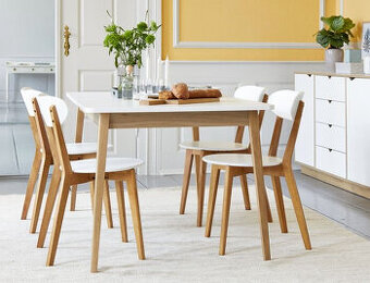 Rozkládací bílý jídelní stůl – 160/200×90 cm JYSK MAMMEN