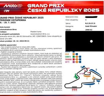 Vstupenky na MOTO GP - GOLD