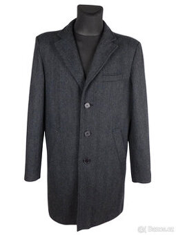 Vlněný pánský šedočerný kabát MADISON AVENUE vel. L