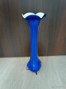 Váza skleněná modrá vysoká 40cm