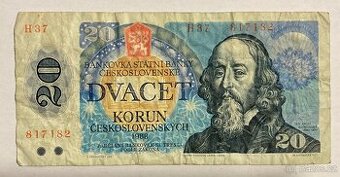 Bankovky 20 koruna 1988 a 10 koruna 1960 - 1