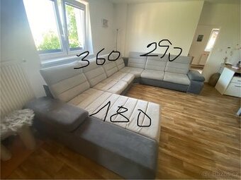 Velká rozkladaci sedací souprava s úložným prostorem