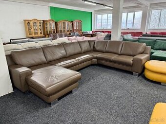 Sedací souprava tvaru U - rozkládací - kůže - zánovní