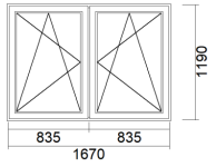 Nové dvoukřídlé okno bílé