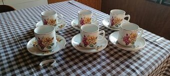 Sada šálků s podšálky 6 ks květinový vzor