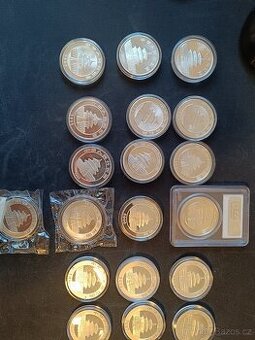 Čínská panda 10 Yuan od r. 1989. Stříbrné mince. 1 oz.