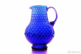 Skleněný džbán/váza modré káro
