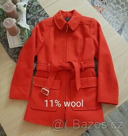 POŠTA  V CENĚ Krásný dámský kabát jasně červený velikost S-M - 1