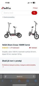 Prodám anebo vyměním elektrickou koloběžku Vega Xtreme cros