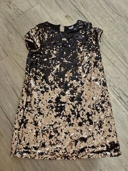 Zlaté sváteční šaty s flitry vel. 134