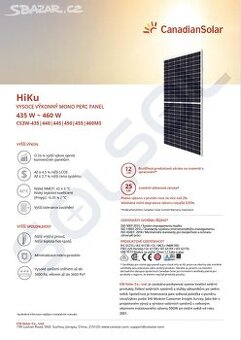 FVE panely Canadian Solar 455Wp