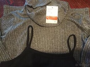 Set stříbrný top + tílko 146/152