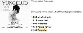 Prodám dva lístky Yungbluda