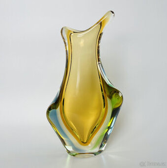 Váza 24 cm Sommerso hutní sklo K. Zemek Mstišov