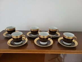 Kávový set hnědý zlacený