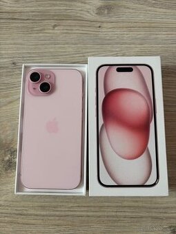 iPhone 15 256 GB – růžový, top stav + příslušenství