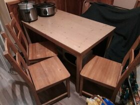 3 židle Ikea mořené (stůl na fotce už není)