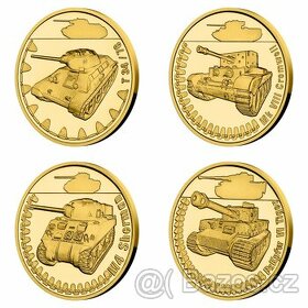 Sada čtyř zlatých mincí Obrněná technika 2. světové války