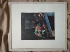 Zasklený obrázek (kytice na stole) 19x16