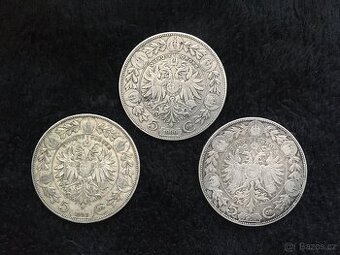 3 kusy 5 korun Rakousko Uhersko, stříbrné mince 1900 a 1909