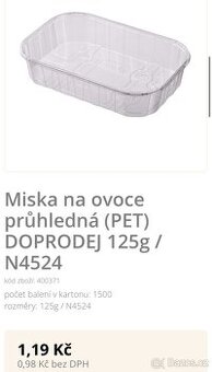 Miska na ovoce průhledná (PET) 125g, 1500PC