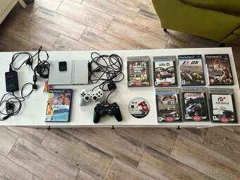 PS2 Slim Silver komplet + hry