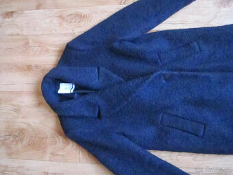Sytě modrý zimní kabát zn. Mango, XS/S/M, 50% vlny