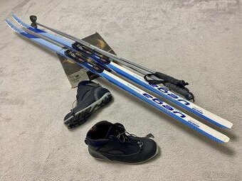 Bezky Sporten, hulky, vazani,boty rossignol 47, komplet set.