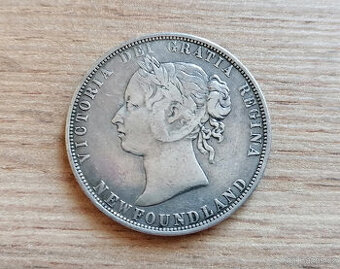 Stříbro 50 Cents 1874 Newfoundland stříbrná koloniální mince - 1