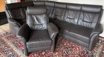 Rohová kožená sedačka s křeslem,5444