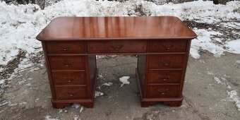 Masivní psací stůl intarzie s šuplíky