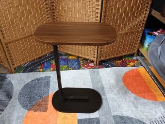 Odkládací stolek dřevěný hnědý na kovové noze