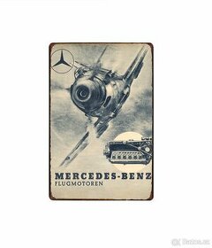plechová cedule: Mercedes-Benz - reklama na motor pro ME-109