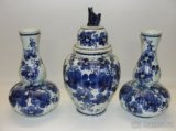 Starší luxusní porcelánová váza 3ks, Delfts Blauw
