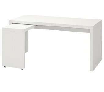 MALM bily psaci stůl s výsuvnou deskou (151x65 cm)
