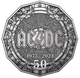 AC/DC 50. výročí 2023 antique finish - stříbrná mince