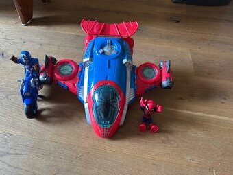 Spider-Man letadlo + captain america na motorce