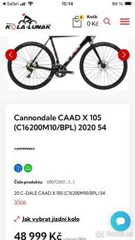 Cyklokros gravel kolo Cannondale - 54cm rám