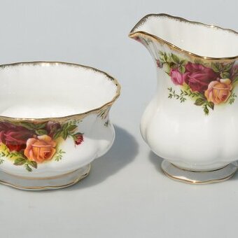 Starožitná porcelánová cukřenka a mlékovka z Anglie