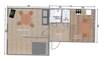 Zrekonstruovaný byt 1+1 (50 m2), ul. Průmyslová 705/14