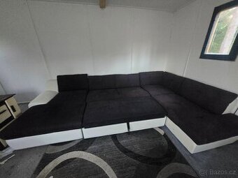 Prodej sedací rozkládací soupravy koženka a látka