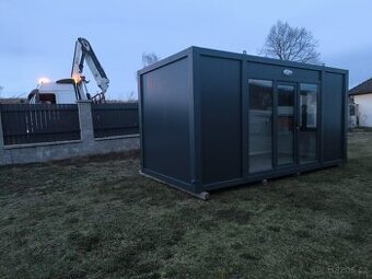 stavební buňka- kontejner s velkým prosklením-antracit PIR50