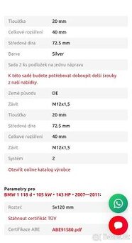 Podložky Eibach 20mm