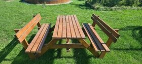 Set Dřevěné lavice se stolem masiv - 1