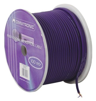 Omnitronic mikrofonní kabel, 2x 0,22qmm stíněný, modrý 100m
