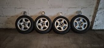 ALU 4x100, 185/55/14 originál VW, letní pneu
