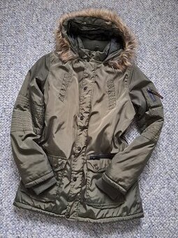 Crosswind - Zimní lesklá khaki bunda s kapucí vel.L