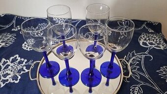 SKLENIČKY COBALT VINTAGE "NEPTUNE" CRISTAL D ARQUES DURAND