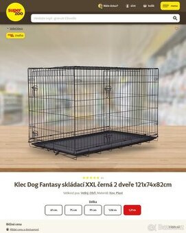 Klec Dog Fantasy skládací XXL černá 2 dveře 121x74x82cm