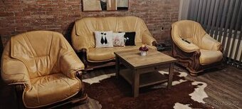 Kožený rozkládací gauč